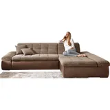 DOMO collection Ecksofa »Moric, L-Form, XXL-Sofa - Breite 300cm«, wahlweise mit Bettfunktion und Armteilverstellung, beige-braun bunt