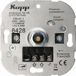 Heinrich Kopp Kopp 842800008, Dimmer, Eingebaut, Tasten, Drehregler, Grau, Therm