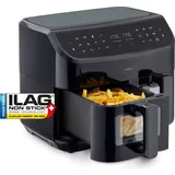 Medion P20 XXL Heißluftfritteuse mit 2 Kammern (8,7 Liter, Airfryer, 2.600 Watt, Doppelkammer, 9 Automatikprogramme, 2 Schubladen, Sichtfenster, Dualer Airfryer, Dual Cook & Sync-Finish Funktion)