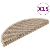 vidaXL Treppenmatten Selbstklebend Sisal 15 Stk. 56x17x3cm Dunkelbeige