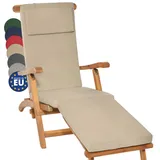 Beautissu Auflage für Deckchair LoftLux DC 175x45x5cm Luxus Polsterauflage für Gartenliege Auflage Liegestuhl Polster - Bezug Abnehmbar - Gartenmöbel Kissen Natur