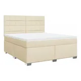 vidaXL Boxspringbett mit Matratze Creme 180x200 cm Stoff