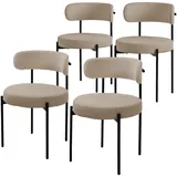 4er Set Esszimmerstühle Wohnzimmerstühle Küchenstühle Rückenlehne Stoff Braun