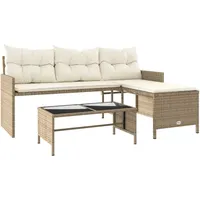 vidaXL Gartensofa in L-Form Loungesofa beige