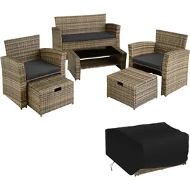 Tectake Modena Rattan Sitzgruppe 6-tlg. natur