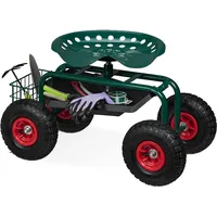 Relaxdays fahrbarer Gartensitz, höhenverstellbar, 150 kg, Stauraum, Rollsitz für