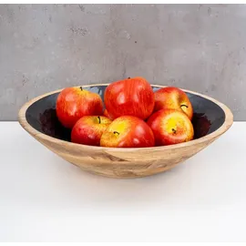 levandeo Schüssel 35cm Mango Holz Grau Perlmutt Emaille Schale Bowl Salatschüssel Deko - Braun