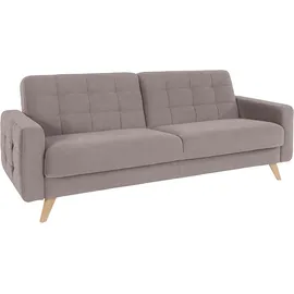exxpo - sofa fashion 3-Sitzer EXXPO - SOFA FASHION "Nappa, kompakt, bequem, zeitloses Design, Breite 222cm, L-Form", grau (taupe), B:222cm H:87cm T:89cm, Samtvelours (100% Polyester);Webvelours (100% Polyester), Sofas, tolle Detailverarbeitung