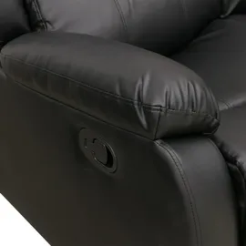 Mendler 3er Kinosessel HWC-O62 Kunstleder 181 x 107 x 0 cm Schwarz mit Liegefunktion