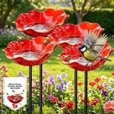 Vogeltränke Blume Gartenstecker Aus Metall Bienentränke, Blumengartenstecker Blumenform Winterfest Insektentränke Gartenfiguren Gartenstatuen Gartendeko Für Draußen (4PCS)