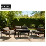 vortivo Gartenlounge Set 4-tlg. Schwarz