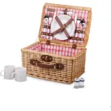 PICNIC TIME 140-10-114-000-0 Catalina Set für 2 Personen Picknickkörbe, Weide, Rot/Weiß kariert