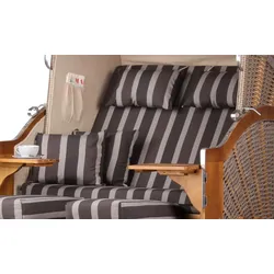 Mr. Deko Strandkorb Komplettset - bene living - Schleswig Pinie - PE mokka - Modell 554