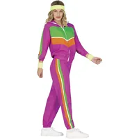 FIESTAS GUIRCA | 80er Jahre Gymnastin Kostüm für Damen (42-44/L) - Jacke und Hose - Sportliche und Retro Kostüme für Kostümpartys, Halloween und Karneval - Ideal für Erwachsene - Pink und Bunt - Einheitsgröße
