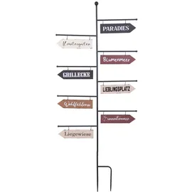 Harms DS Gartenschild Wegweiser, 8 Planken beschriftet, Eisenschild, Metallschild 125 cm hoch