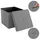 Intirilife Faltbare Sitzhocker 30x30x30 cm in FELS GRAU - Sitzwürfel mit Stauraum und Deckel aus Stoff mit Mulden - Sitzcube Fußablage Aufbewahrungs
