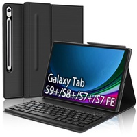 FOGARI Tastatur für Samsung Galaxy Tab S9 Plus 12,4 Zoll – AZERTY Französische Tastatur, magnetisch, Bluetooth, kabellos, Schutzhülle für Samsung Tab S9 Plus/S8 Plus/S7 FE/S7 Plus, Schwarz