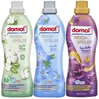 3x1L Domol Weichspüler Sanfte Pflege | Frische Brise | Sinnlich | 3 Sorten 120WL