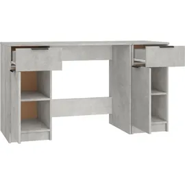 vidaXL Schreibtisch mit Beistellschrank Betongrau Holzwerkstoff