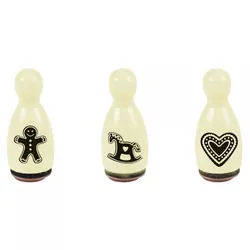 HEYDA Holzstempel-Figuren Set "Weihnachtsmotiv Lebkuchen" – Creme (3