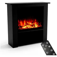 GLOW FIRE Elektrokamin THEBE LED Kamin mit Heizung, Standkamin, Elektrischer Kamin mit 3-fach Farbwechsler und Knisterfunktion schwarz