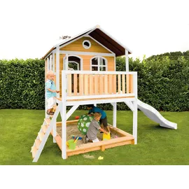 Axi Marc Spielhaus Braun - Weiß mit Weißer Rutsche 212 x 432 x 293 cm