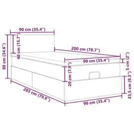 vidaXL Ottoman-Bett 90 x 200 cm Hellgrau