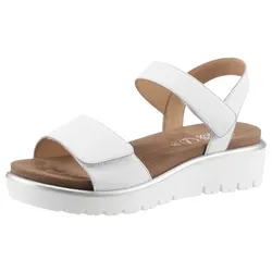Sandalette ARA "BILBAO", Damen, Gr. 36, weiß, Glattleder, unifarben, casual, Schuhe, Sommerschuh, Sandale, Keilabsatz, Klett, Weite G (weit)