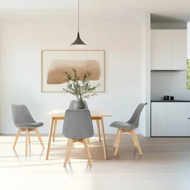 HJH Office Esszimmerstuhl SCANDI Kunstleder grau 4 Stück
