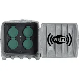 Bold smarte Aussensteckdose Garten Stein-Optik - 4-Fach Stecker-Verteiler IP44 (WLAN | Smart Home | Verstärktes Material | bis zu 3680 Watt | 3m Outdoor-Kabel | Montage via Spieß oder/und Schrauben)