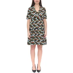 Aniston CASUAL Damen Mini-Kleid ausgestelltes Sommerkleid im Retro-Look 8556 9430 Schwarz/Bunt - 34