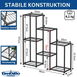 DanDiBo Ambiente Blumenregal 6 Ebenen 96578  Metall 60 x 30 cm Schwarz