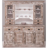 Casa Padrino Landhausstil Esszimmerschrank Braun / Weiß 180 x 50 x H. 197 cm - Massivholz Küchenschrank - Esszimmermöbel im Landhausstil - Landhausstil Esszimmer Einrichtung