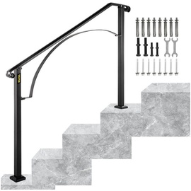 Vevor Treppengeländer Schmiedeeisen Eingangsgeländer Bogen Form geeignet für 3 bis 4 Stufen für außen Schwarz