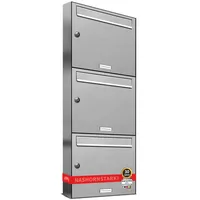 AL Briefkastensysteme 3 Fach Edelstahl silber