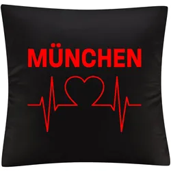 multifanshop Kissenbezug - München rot - Herzschlag - Druck rot - Kissen