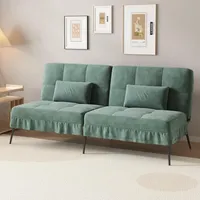 COMHOMA Sofa Schlafsofa mit Schlaffunktion, überzug Futon Klappsofa, Bettcouch, ecksofa, Couch Gästebett, 3-Sitzer Sofa, mit verstellbare Rückenlehne aus Cordstoff Grün