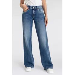 Bootcut-Jeans HERRLICHER "Edna Denim Comfort", Damen, Gr. 31, Länge 34, blau (snake blau), Denim/Jeans, Obermaterial: 98% Baumwolle, 2% Elasthan, casual, ausgestellt, Jeans