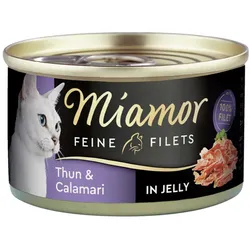 Miamor Feine Filets in Jelly 100g Dose Katzennassfutter 24 x 100 Gramm Thunfisch & Calamari