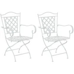 CLP 2er Set Eisenstühle Adara im Jugendstil I Outdoor-Stühle mit Armlehnen I Handgefertigte Gartenstühle aus Eisen