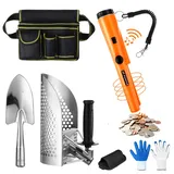 Lanties Metalldetektor-Pinpointer inklusive Edelstahl-Sandschaufel mit Schaufel, Handschuhen, Findet Tasche, wasserdicht, Handdetektor, Metalldetektor, Metalldetektor-Zubehör für Erwachsene und Kinder