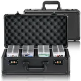 Vevor Aufbewahrungsbox 4 Fächer, Tragetasche für Sportkarten mit Schaumstoffteilern mit Codeschloss, für 108 bewertete PSA-Karten, 76 BGS-Karten, 84 SGC-Karten, 388 Top Loader oder 999+ lose Karten