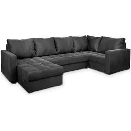 masseno Ecksofa LORIVO mit Schlaffunktion U-Form, Sofa mit Bettkasten, Wohnzimmersofa, Couch, Soffa, Bettsofa, Couchgarnitur- Grau, PAROS 06 - Grau