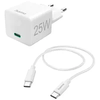 Hama Schnellladegerät mit Ladekabel USB-C, Mini-Ladegerät PD 25 W 1,5 m WS