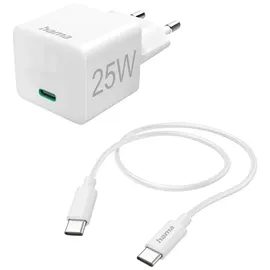 Hama Schnellladegerät mit Ladekabel USB-C, Mini-Ladegerät PD 25 W 1,5 m WS