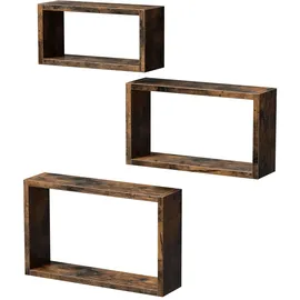 VASAGLE Wandregale 3er Set Würfelregale 40 x 35 x 30 cm Braun