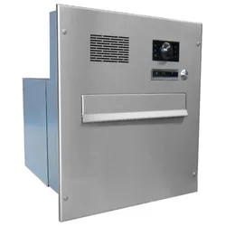 XXL Edelstahl Kamera Mauerdurchwurf Briefkasten mit Videostation Busch-OneTouch (7") weiß - B-242