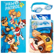 Cerdá Badetuch-Set mit Schwimmbrille Paw Patrol, für Jungen und Mädchen, weiches Handtuch und Schwimmbrille, beschlagfrei, für Strand, Pool und Sommer