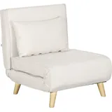 HOMCOM Schlafsessel, Klappbett mit Bettfunktion, Lendenkissen, Klappbar Relaxsessel mit Leinenoptik, Verstellbarer Rückenlehne, bis 150 kg Belastbar, für Wohnzimmer Cremeweiß   Aosom