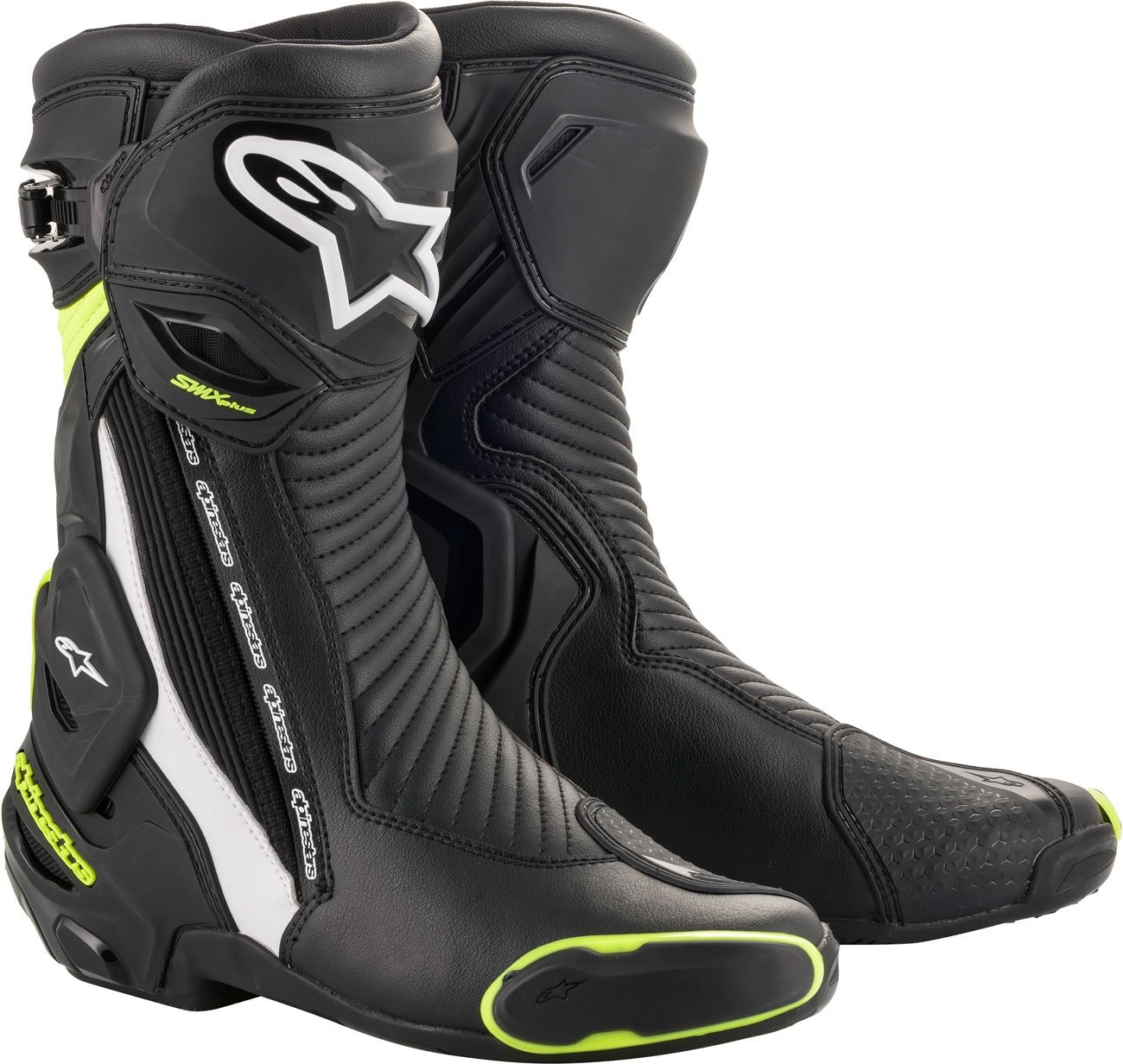 Alpinestars SMX Plus V2, bottes - Noir/Blanc/Jaune Néon - 44 EU